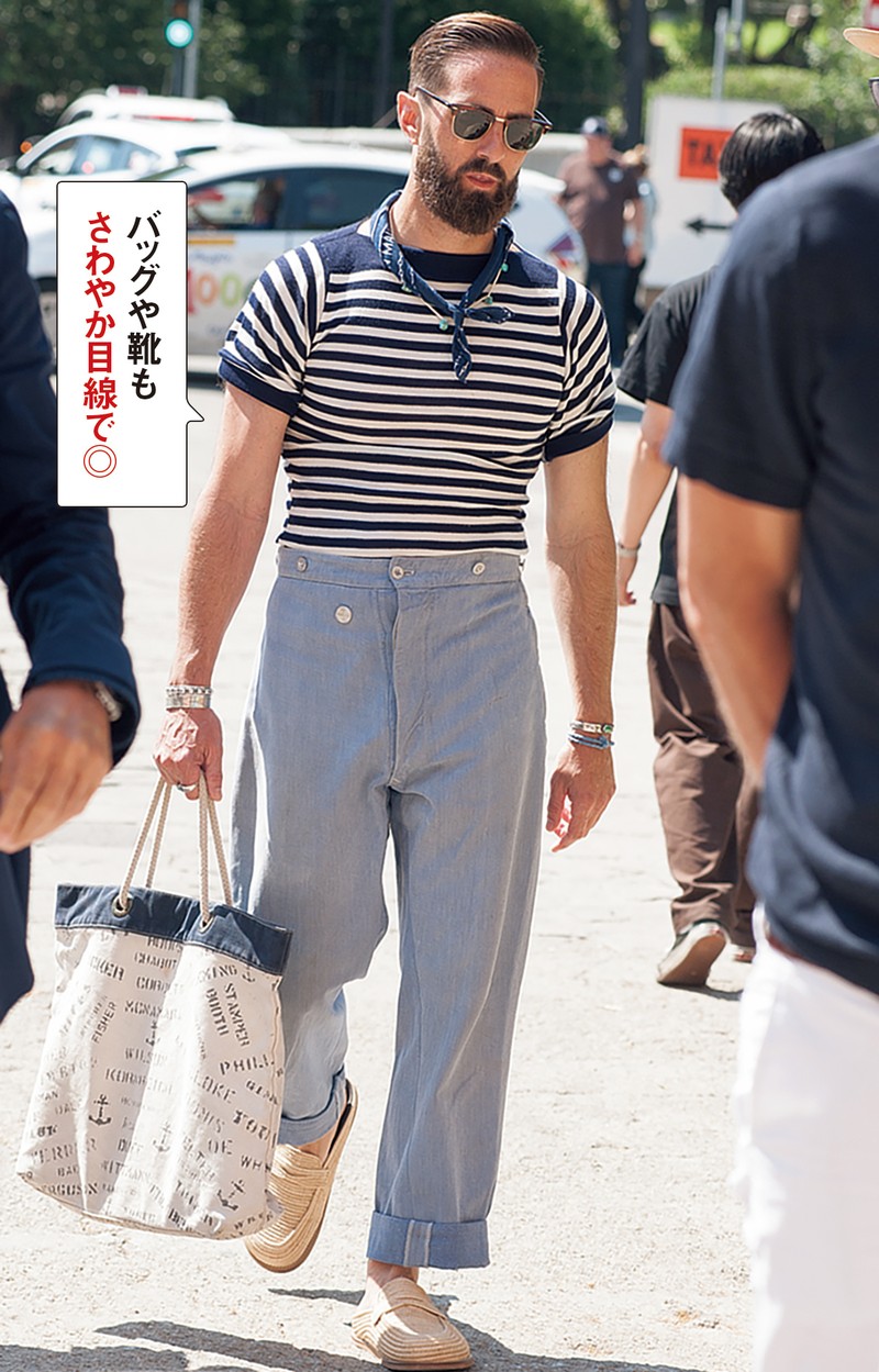 イタリア メンズファッション スナップ 春夏 SS コーディネート ちょい悪おやじ LEON　イケオジ
