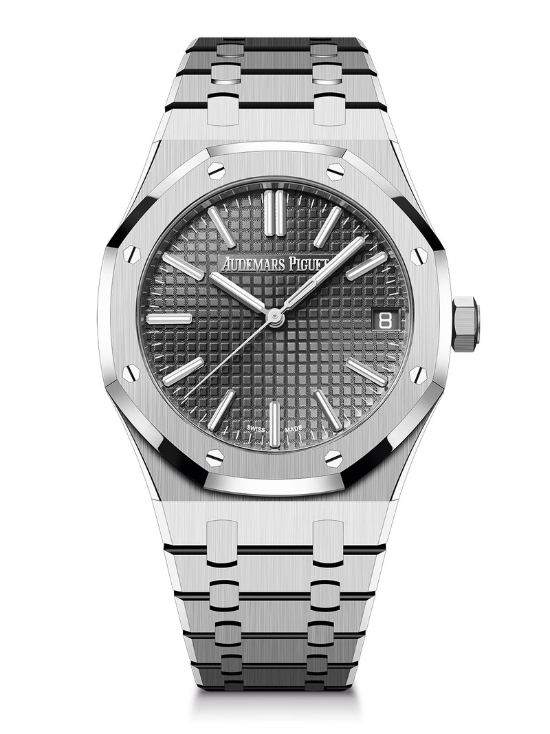 ▲ 「ロイヤル オーク オートマティック」自動巻き、SSケース(41mm)×ブレスレット。50m防水。396万円/オーデマ ピゲ(オーデマ ピゲ ジャパン)