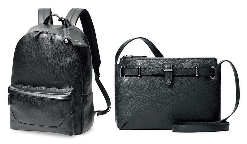 右・バッグ［W26×H18×D5㎝］5万2800円、左・バッグ［W30×H42×D12㎝］8万2500円（ともに8月上旬発売。予約受付中）／ともにペッレ モルビダ×ジョゼフ オム（オンワード樫山 お客様相談室）
