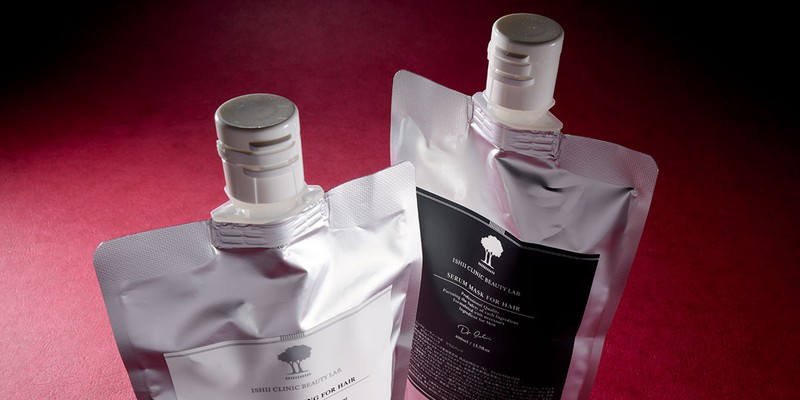 「ISHII CLINIC BEAUTY LAB. セラムヘアクレンジング・セラムヘアマスク」各400ml 8250円、「同 トライアルセット」70ml+70ml 5500円(9月24日発売)/石井クリニック美容研究所