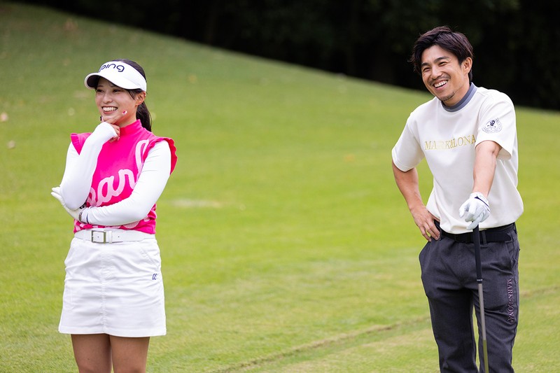 中尾明慶 相場彩那 ゴルフ 大栄カントリー倶楽部