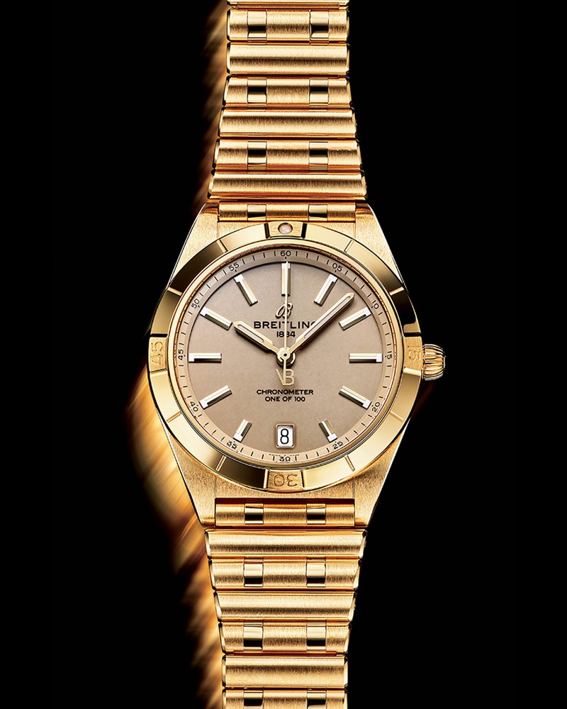▲ 「クロノマット オートマチック 36 ヴィクトリア・ベッカム」自動巻き、18KYGケース(36mm)×ブレスレット。10気圧防水。414万1500円/ブライトリング(ブライトリング・ジャパン)