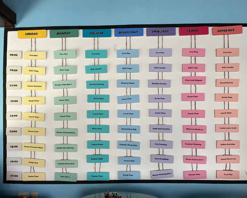 キッズ用一週間の遊びプログラム。