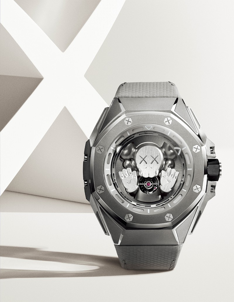 「ロイヤル オーク コンセプト トゥールビヨン “コンパニオン”」手巻き、Tiケース(43mm)、ライトグレーのカーフストラップ(ダークグレーのカーフストラップが付属)。100m防水。世界限定250本。価格要問い合わせ/オーデマ ピゲ(オーデマ ピゲ ジャパン)