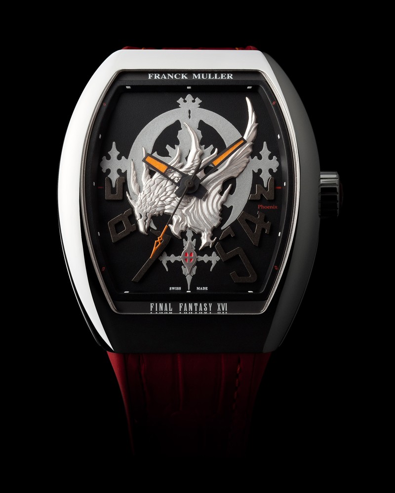 ▲ 「ヴァンガードファイナルファンタジー XVI “フェニックス”」自動巻き、SSケース(53.7×横44mm)、クロコダイル×ラバーストラップ。世界限定16本。286万円/フランク ミュラー(フランク ミュラー ウォッチランド東京)