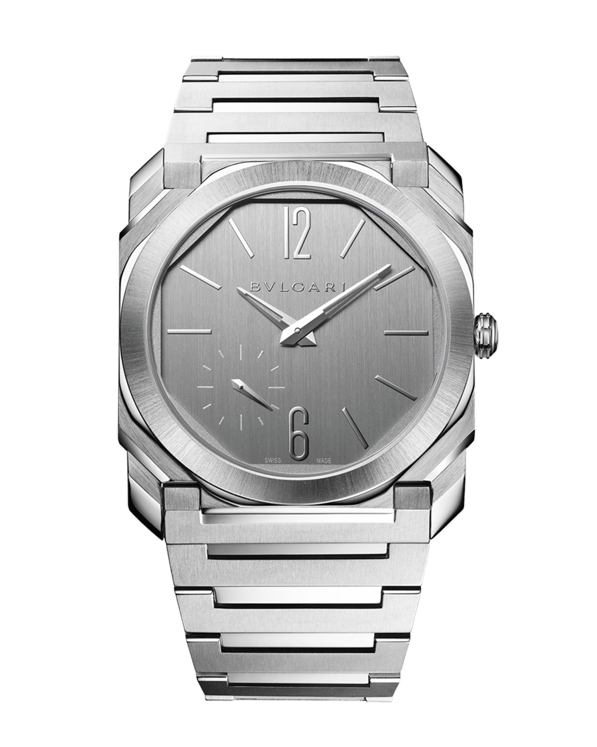 「オクト フィニッシモ」自動巻き、SSケース(直径40mm、厚さ6.4mm)×ブレスレット。100m防水。211万2000円/ブルガリ(ブルガリ・ジャパン)