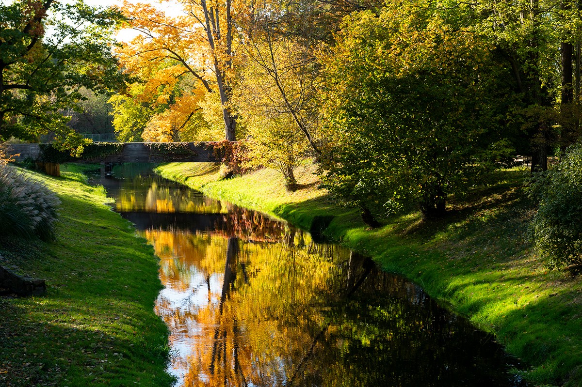 ショパンの生家の隣にある公園は紅葉が見もの。