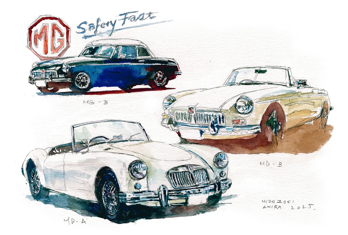イラスト 溝呂木 陽 もう一度乗りたい「MGAとMGB !」