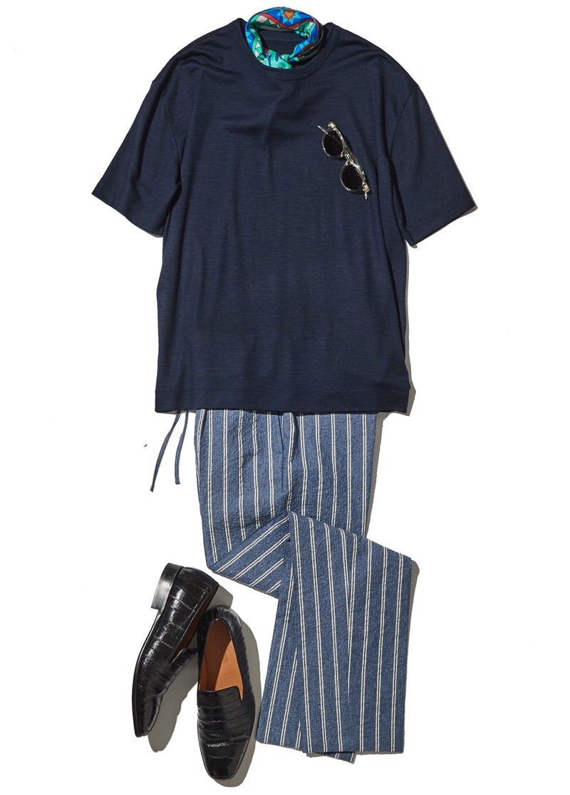 Tシャツ、ニット、夏スタイル、着こなし、コーデ
