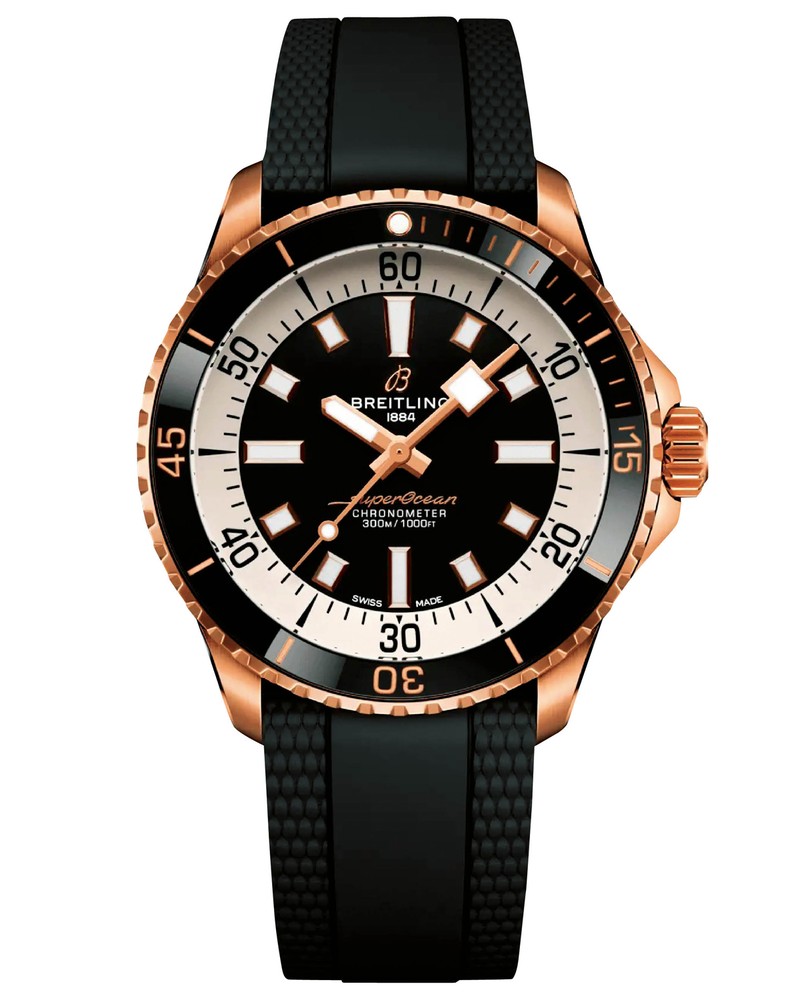 『スーパーオーシャン オートマチック 42』自動巻き、18KRGケース（42mm）、ラバーストラップ。300m防水。325万500円（ブティック限定）／ブライトリング（ブライトリング・ジャパン）