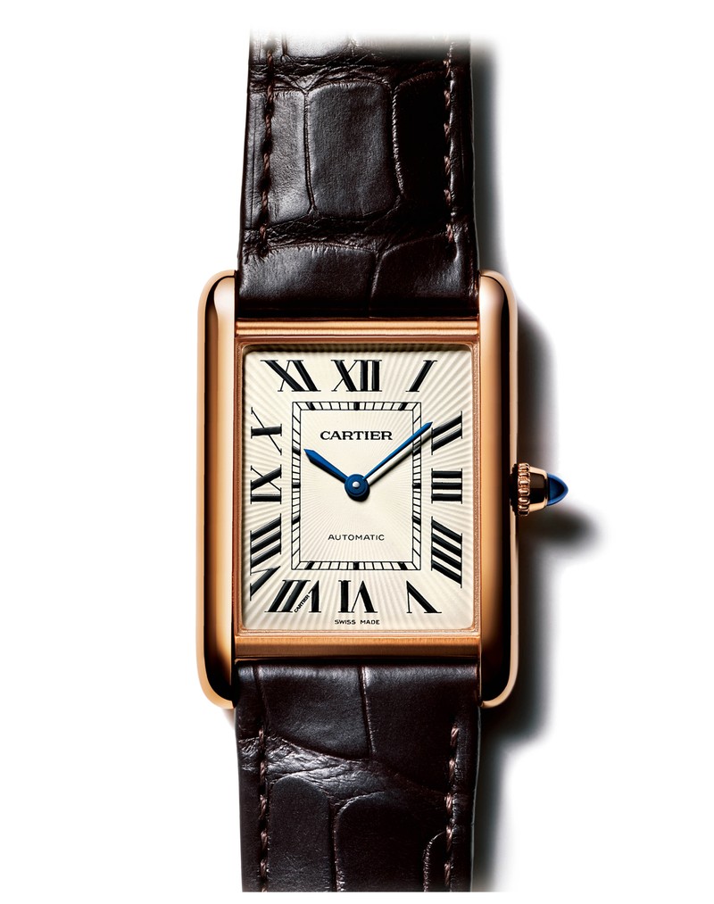 『タンク ルイ カルティエ』手巻き、18KPGケース（38.1×27.75mm）、アリゲーターストラップ。日常生活防水。236万2800円（予価・9月発売予定）／カルティエ（カルティエ カスタマー サービスセンター）