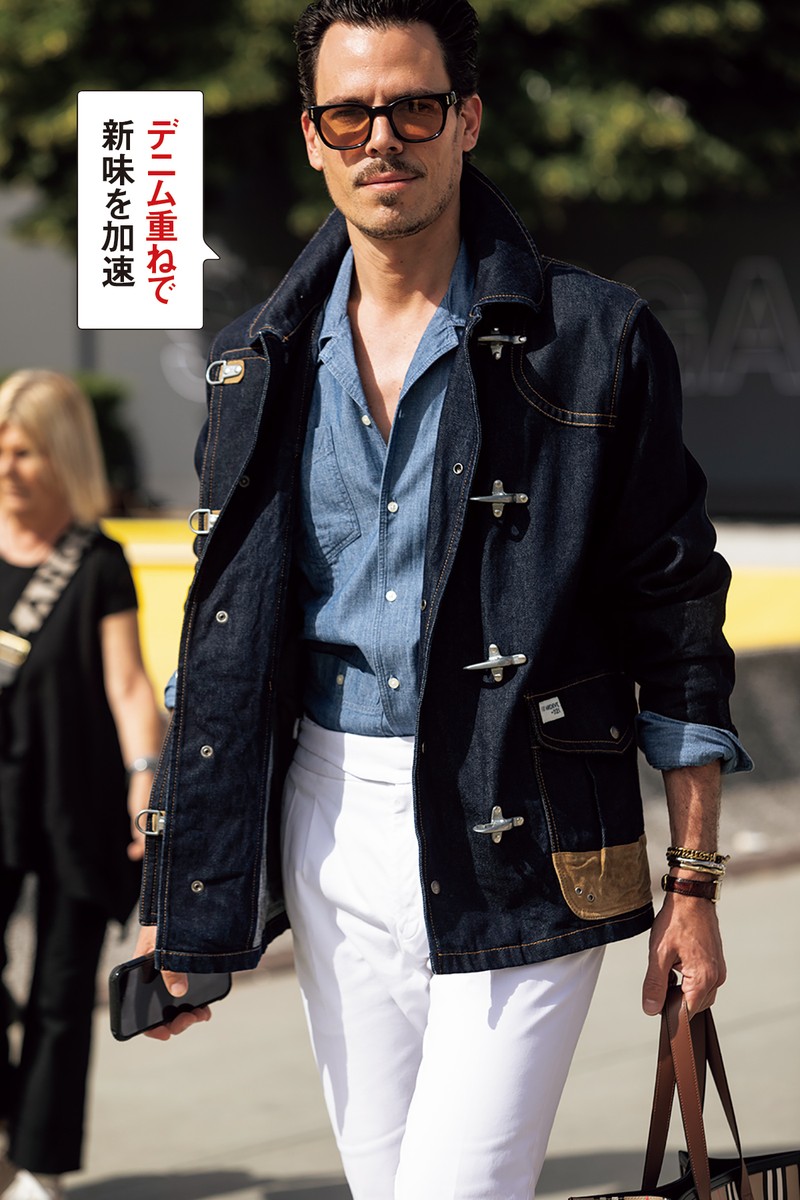 イタリア メンズファッション スナップ 春夏 SS コーディネート ちょい悪おやじ LEON　イケオジ