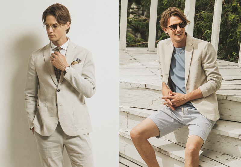 オンオフ、リネンジャケット、着回し、着こなし、コーデ