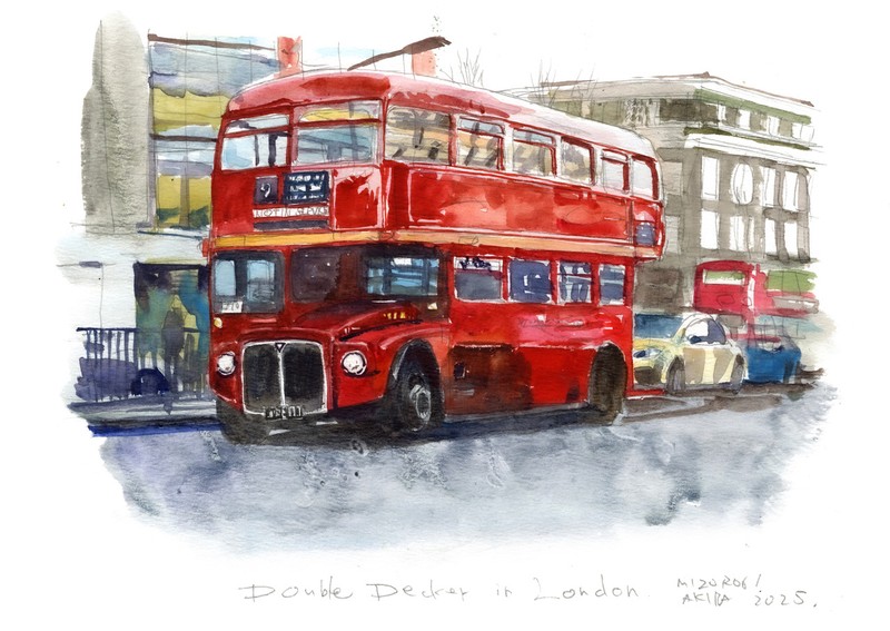 イラスト 溝呂木 陽 ロンドン 2階建てバス