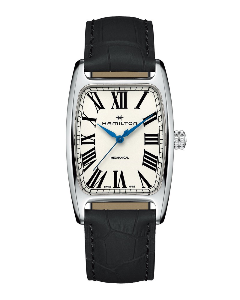 「アメリカン クラシック ボルトン メカ」手巻き、SSケース（34×38mm）、カウレザーストラップ。13万8160円／ハミルトン