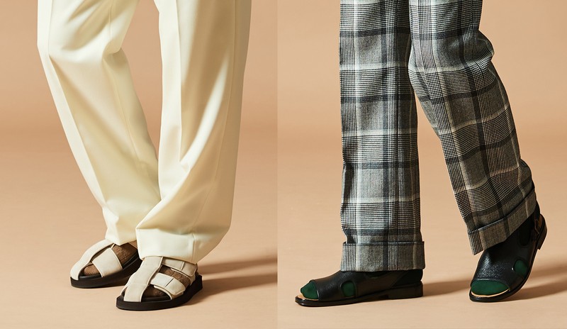 サンダル、ソックス、ワイドパンツ、着こなし、コーデ