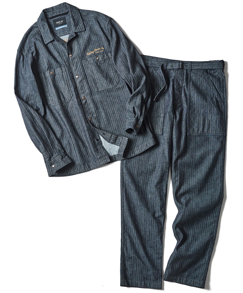 リプレイ、デニム、Gジャン、着こなし、コーデ