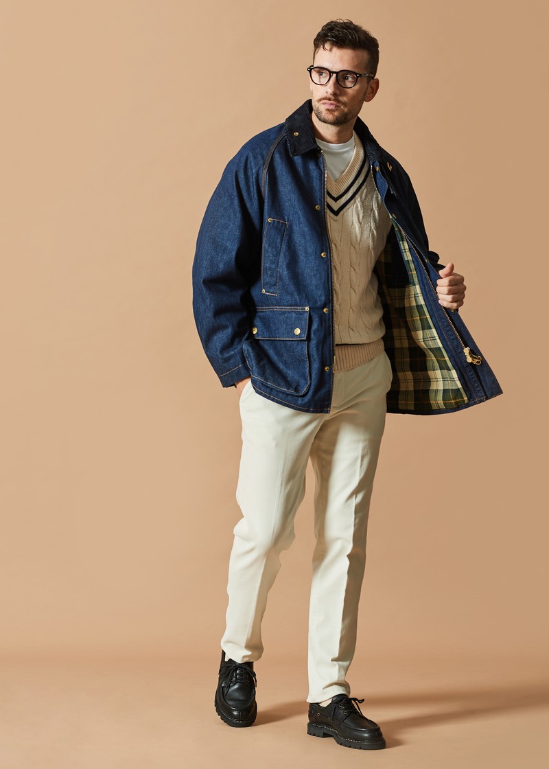 バブアー、リーバイス、コラボ、ブルゾン、着こなし、コーデ