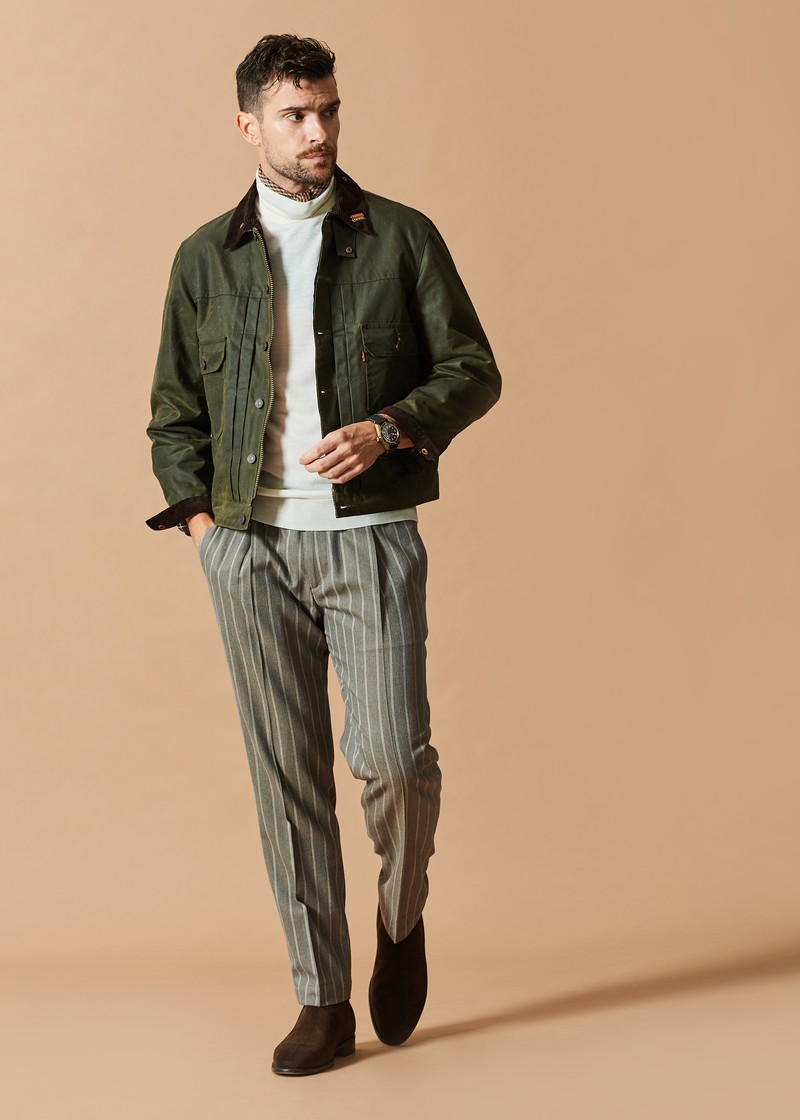 バブアー、リーバイス、コラボ、ブルゾン、着こなし、コーデ