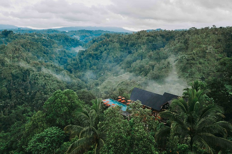 ングラ・ライ国際空港からクルマで2時間弱の森に立地。