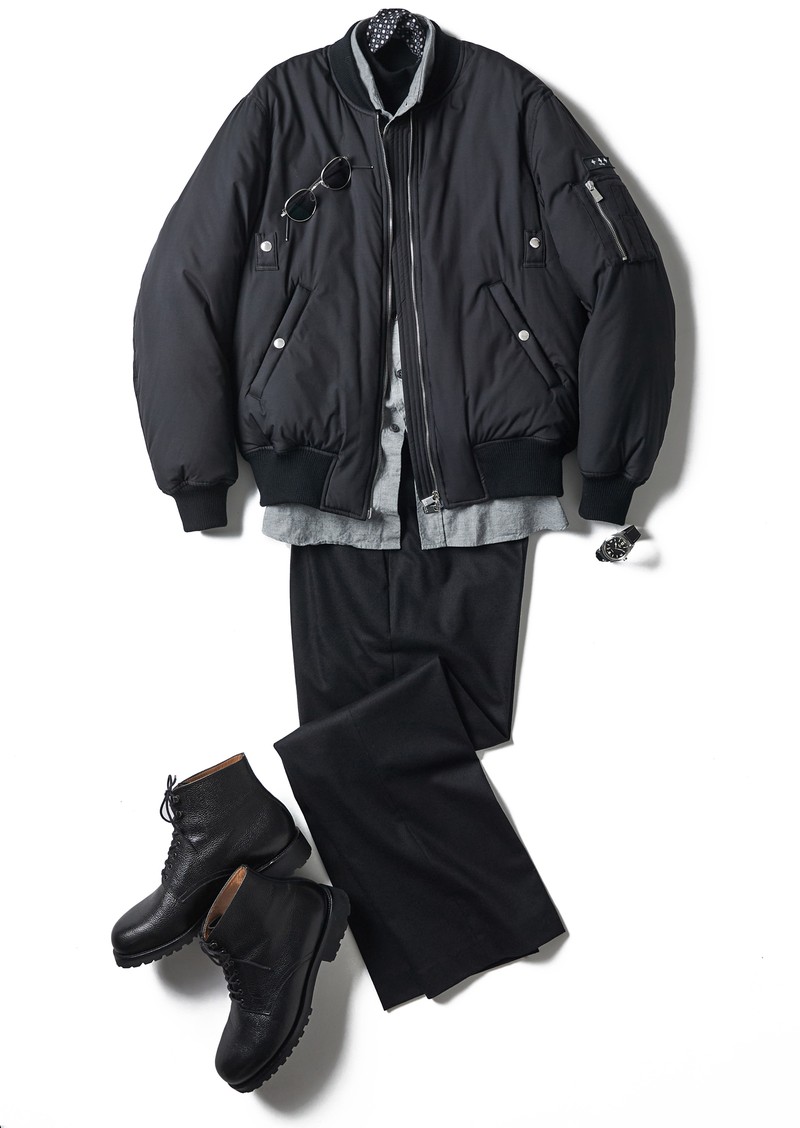 MA-1、ブラック、着こなし、コーデ