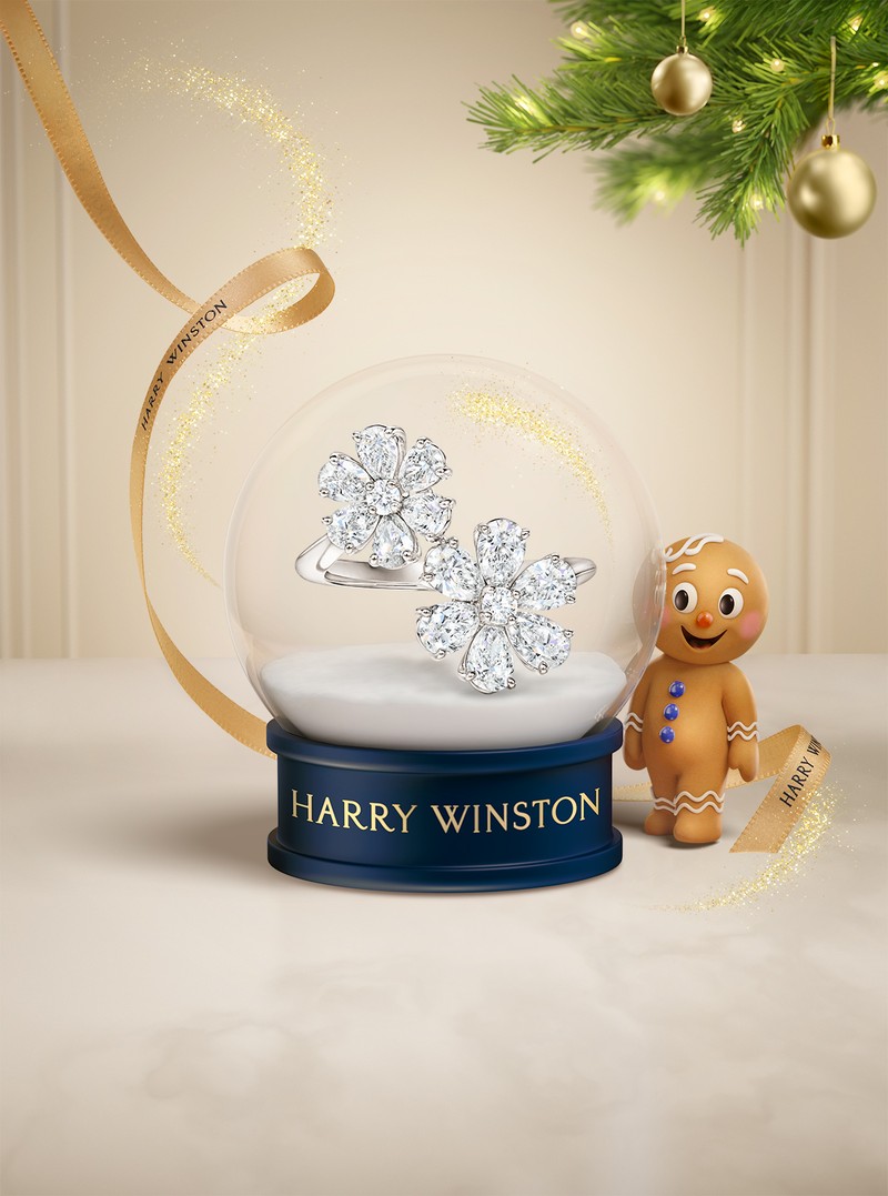 「フォーゲット・ミー・ノット・ツインリング」[Pt×ダイヤモンド]452万1000円 ／ハリー・ウィンストン（ハリー・ウィンストン クライアントインフォメーション）