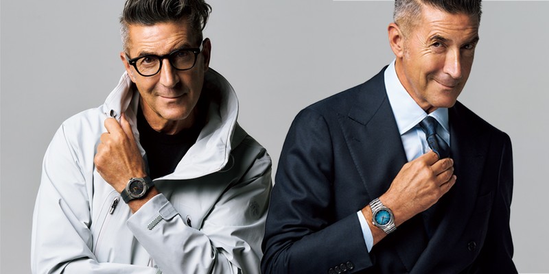 『アルパイン イーグル 41 XP CS プラチナ』 自動巻き、Pt950ケース（41㎜）×ブレスレット。100m防水。ショパールブティック限定販売。1731万4000円、『アルパイン イーグル 41 SL ケイデンス 8HF』 自動巻き、Tiケース（41㎜）、ラバーストラップ。100m防水。世界限定250本。391万6000円／ショパール（ショパール ジャパン プレス）