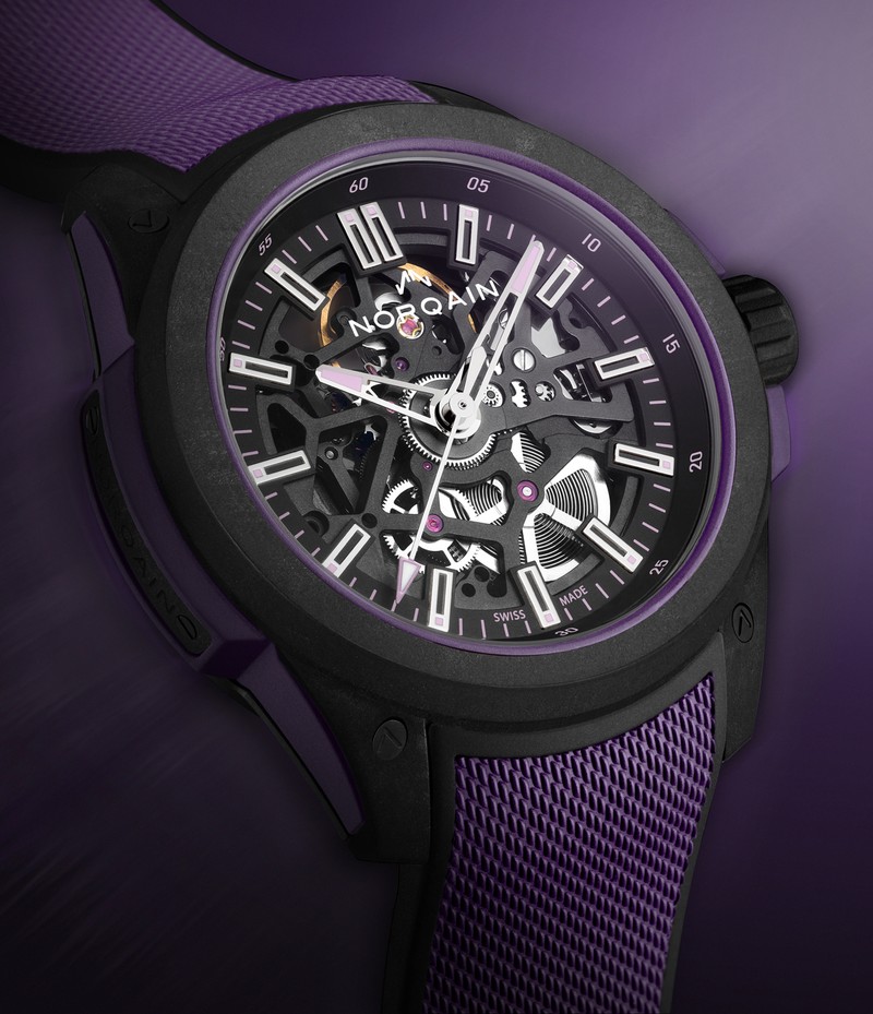 「ワイルド ワン スケルトン 42mm パープル リミテッドエディション」自動巻き、NORTEQ®ケース（42mm）、ラバーストラップ。200m防水。99万円／ノルケイン（ノルケインジャパン）