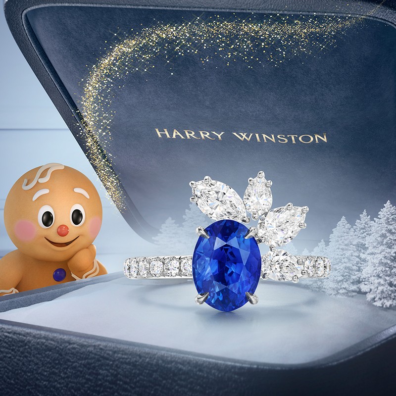  『アクセント・クラスター・リング』[Pt×サファイア×ダイヤモンド]722万7000円／ハリー・ウィンストン（ハリー・ウィンストン クライアントインフォメーション