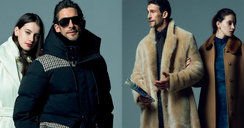 男性●ダウンジャケット25万3000円／マッカージュ（ジェイプラスインターナショナル）、パンツ4万4000円／ジェルマーノ（ビームス 六本木ヒルズ）、サングラス5万1700円／アイヴァン（アイヴァン 東京ギャラリー）　女性●ダウンコート21万7800円／マッカージュ（ジェイプラスインターナショナル）、ピアス41万4700円／ダミアーニ（ダミアーニ 銀座タワー）