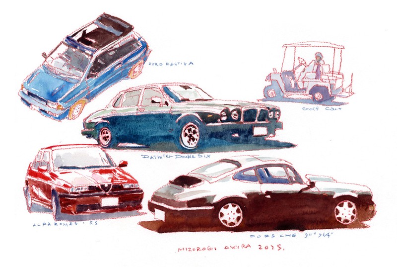 イラスト 溝呂木 陽 運転歴65年のプロが語る思い出のクルマ。ポルシェ964、デイムラー ダブルシックス、ルノー サンク バカラを同時所有!?