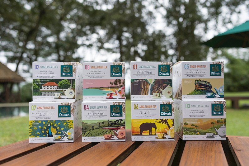 『セイロンティー・ジャーニー』の8箱には、スリランカ各地の環境を表すイラストが描かれています。1箱1620円〜