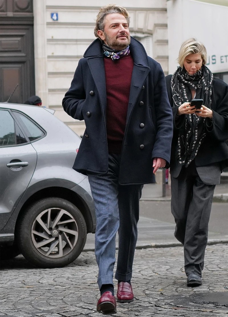 スナップ、海外スナップ、Pコート、着こなし、コーデ