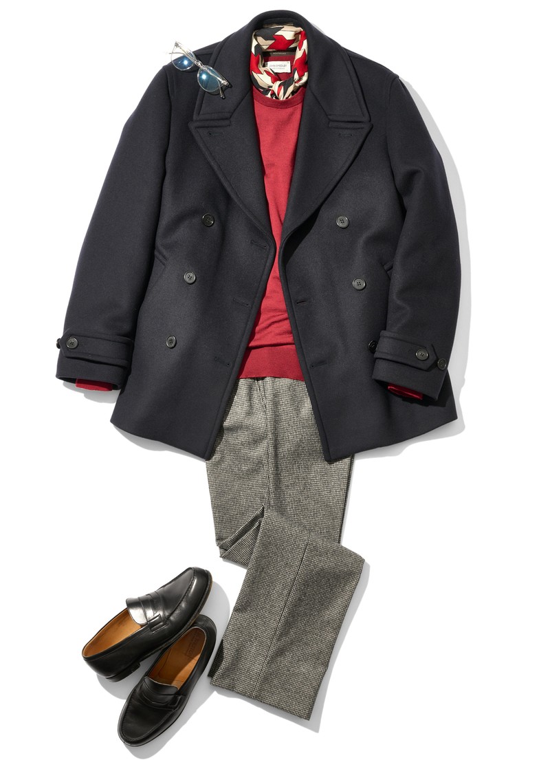 スナップ、海外スナップ、Pコート、着こなし、コーデ