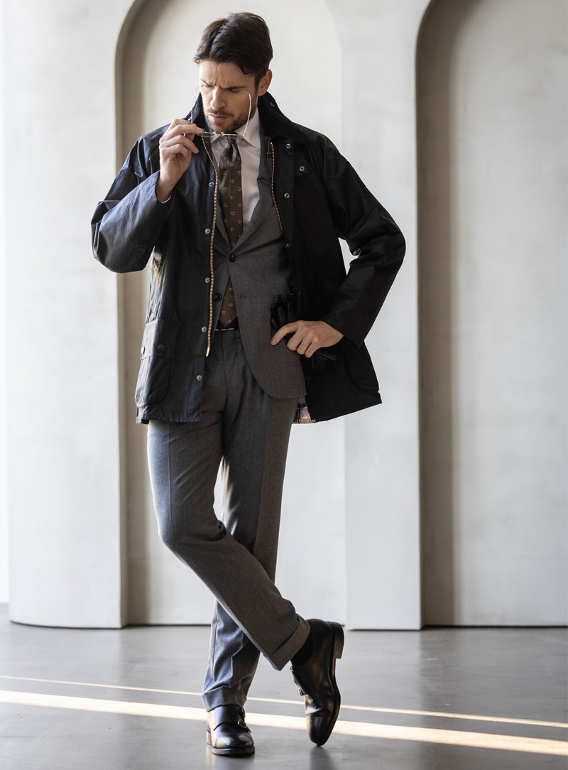 オンオフ、着回し、バブアー、アウトドア、着こなし、コーデ