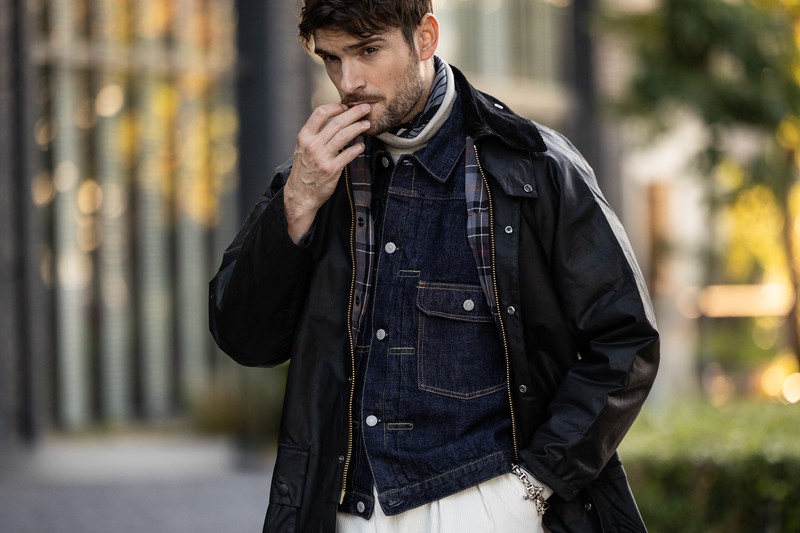 オンオフ、着回し、バブアー、アウトドア、着こなし、コーデ